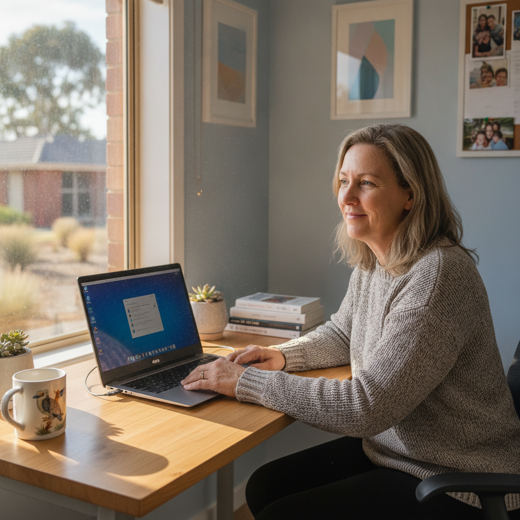 Computer cleaning in Munno Para West (5115) — a local resident at home with a clean, fast, dust-free computer running cool and quiet