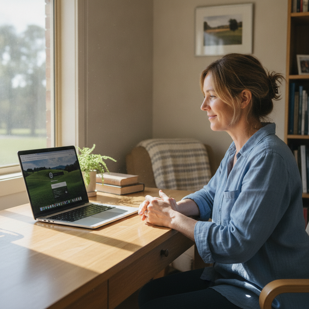 Professional computer clean-out in Myrtle Creek (2469) — a happy New South Wales resident at home with a spotless, fast, quiet machine