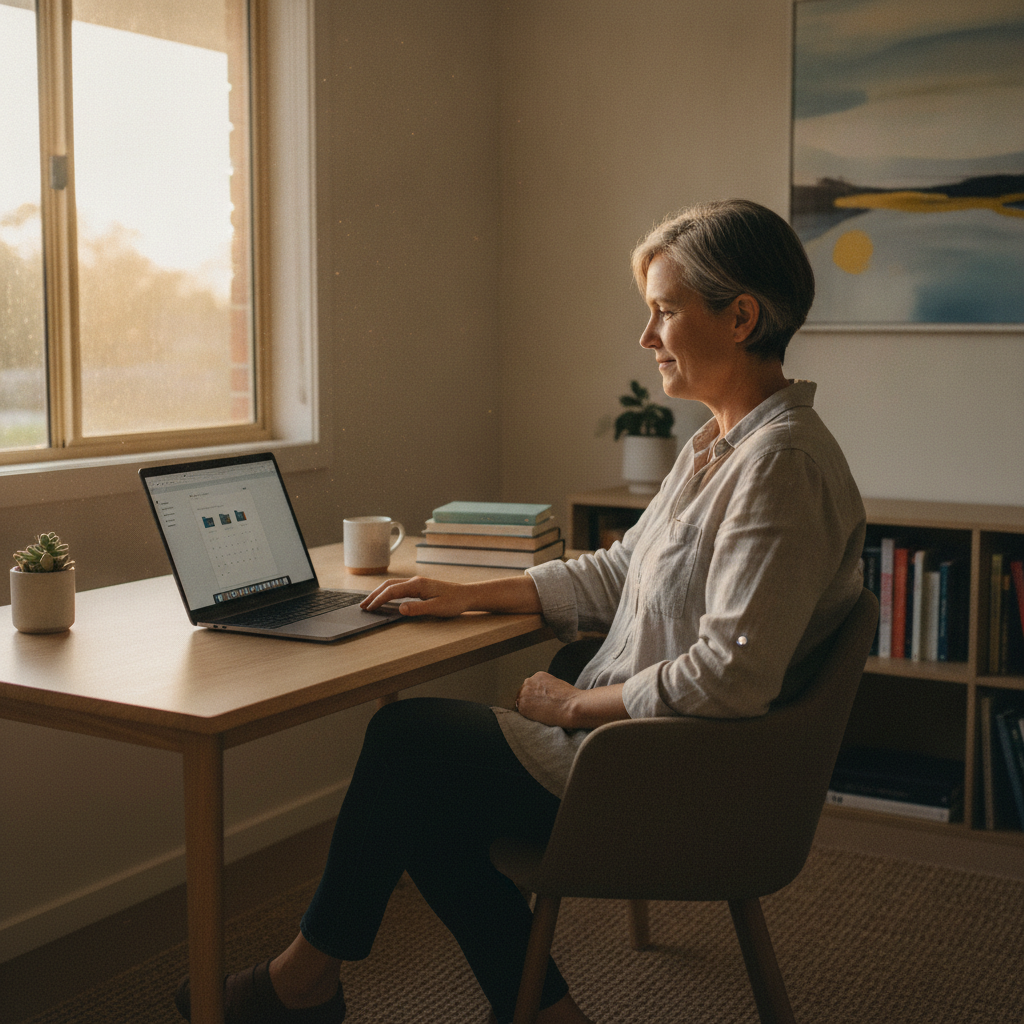 Professional computer clean-out in Myuna Bay (2264) — a happy New South Wales resident at home with a spotless, fast, quiet machine