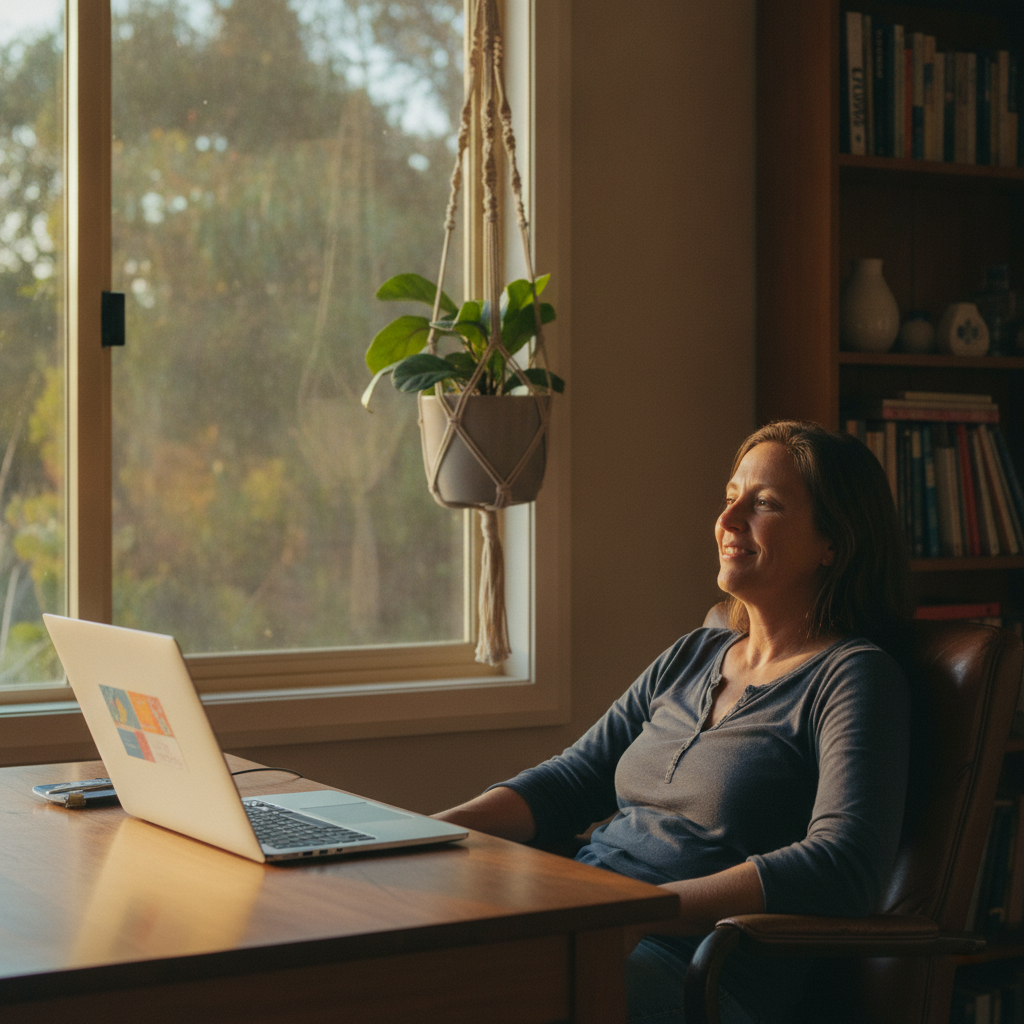 Professional computer clean-out in Nadgee (2551) — a happy New South Wales resident at home with a spotless, fast, quiet machine