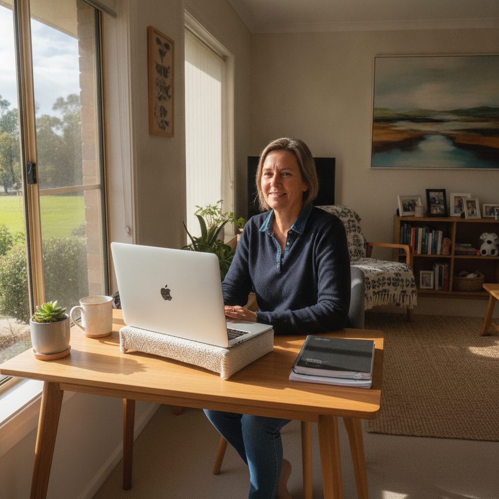 Professional computer clean-out in Napier (6330) — a happy Western Australia resident at home with a spotless, fast, quiet machine