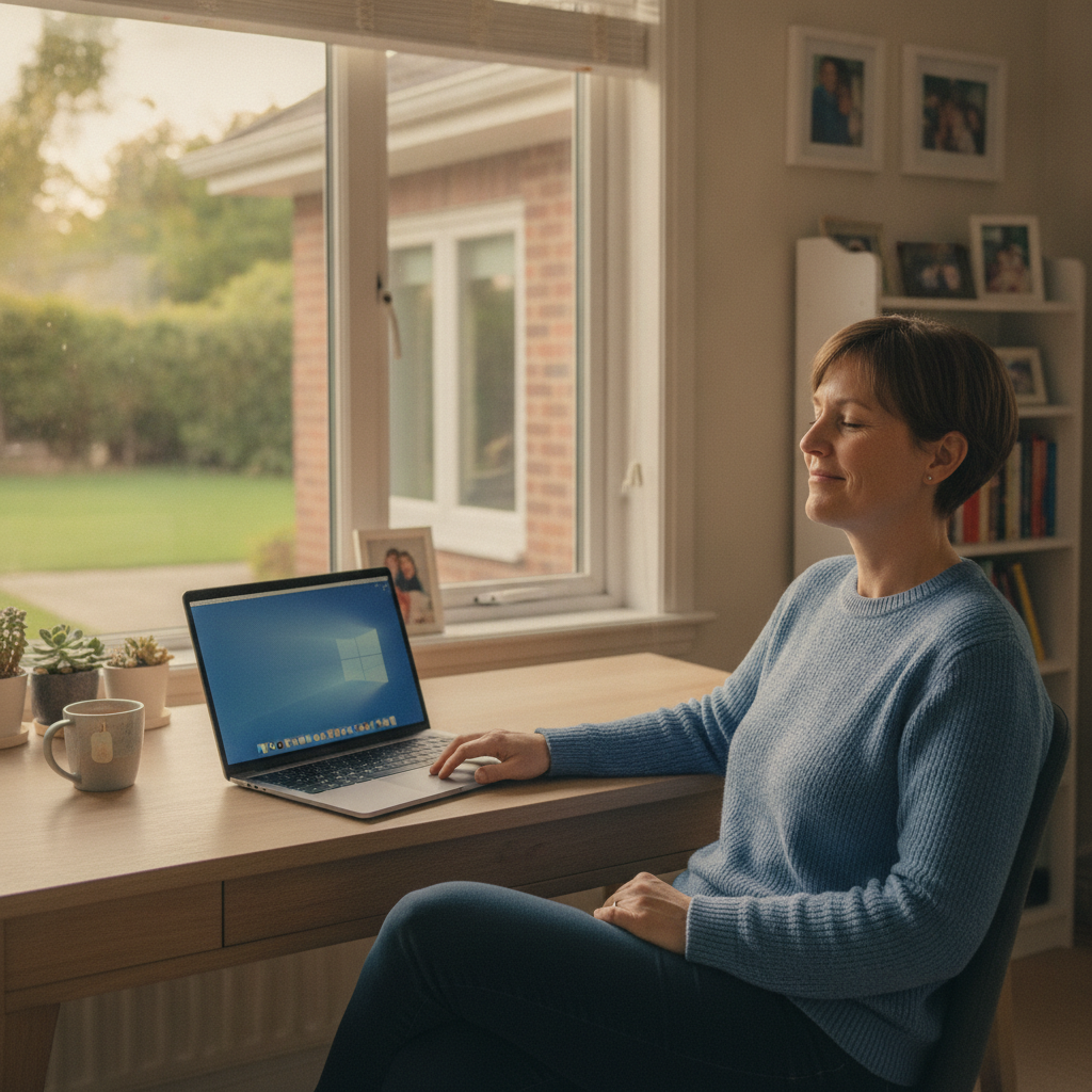 Professional computer clean-out in Narellan (2567) — a happy New South Wales resident at home with a spotless, fast, quiet machine