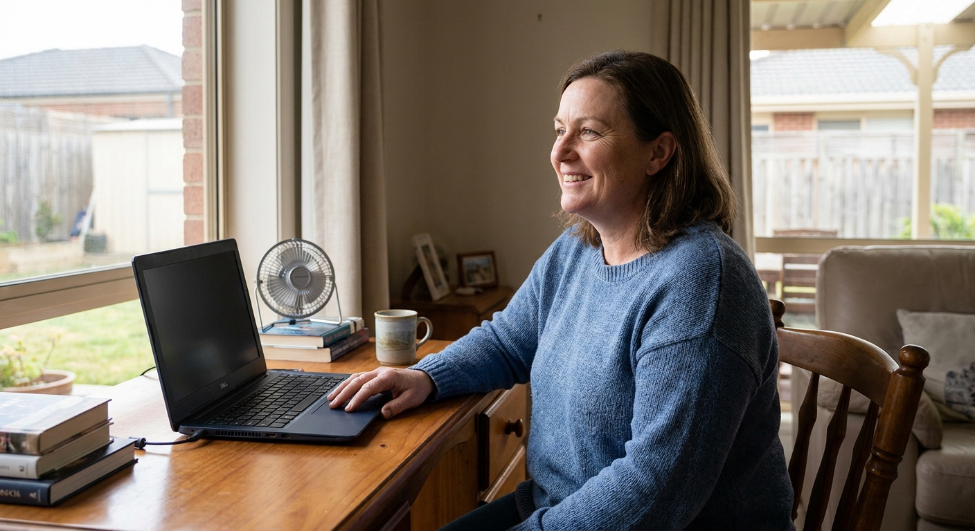 Computer cleaning in Narre Warren South (3805) — a local resident at home with a clean, fast, dust-free computer running cool and quiet