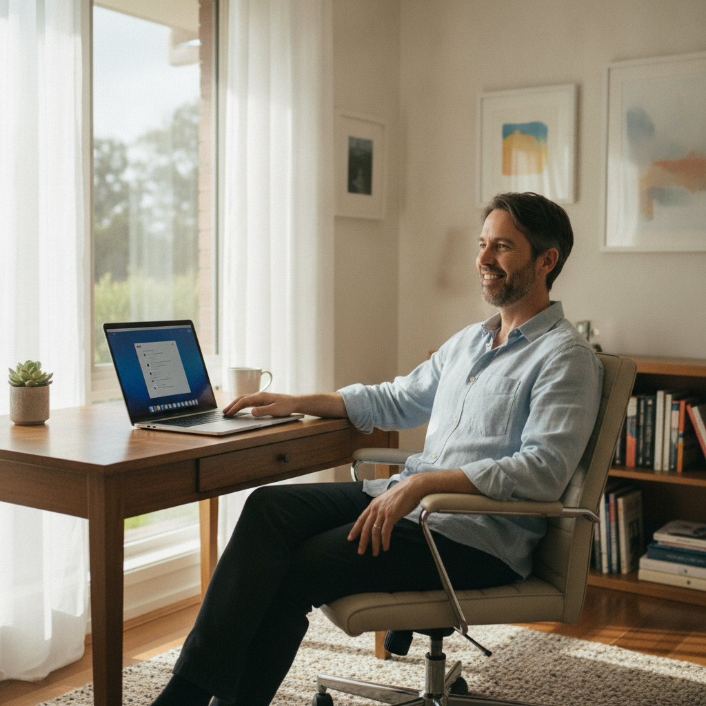 Computer cleaning in New Lambton Heights (2305) — a local resident at home with a clean, fast, dust-free computer running cool and quiet