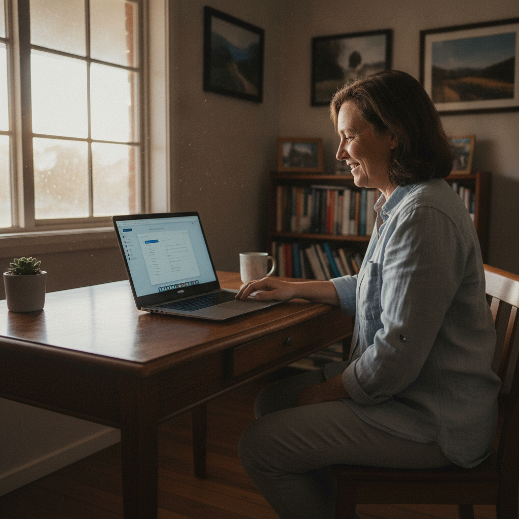 Professional computer clean-out in New Mexico (2346) — a happy New South Wales resident at home with a spotless, fast, quiet machine