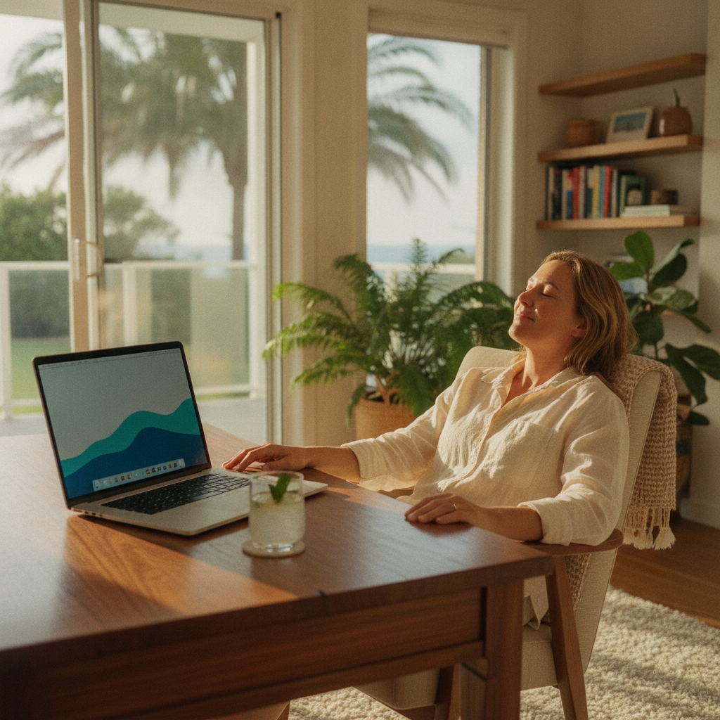 Professional computer clean-out in Newport (2106) — a happy New South Wales resident at home with a spotless, fast, quiet machine