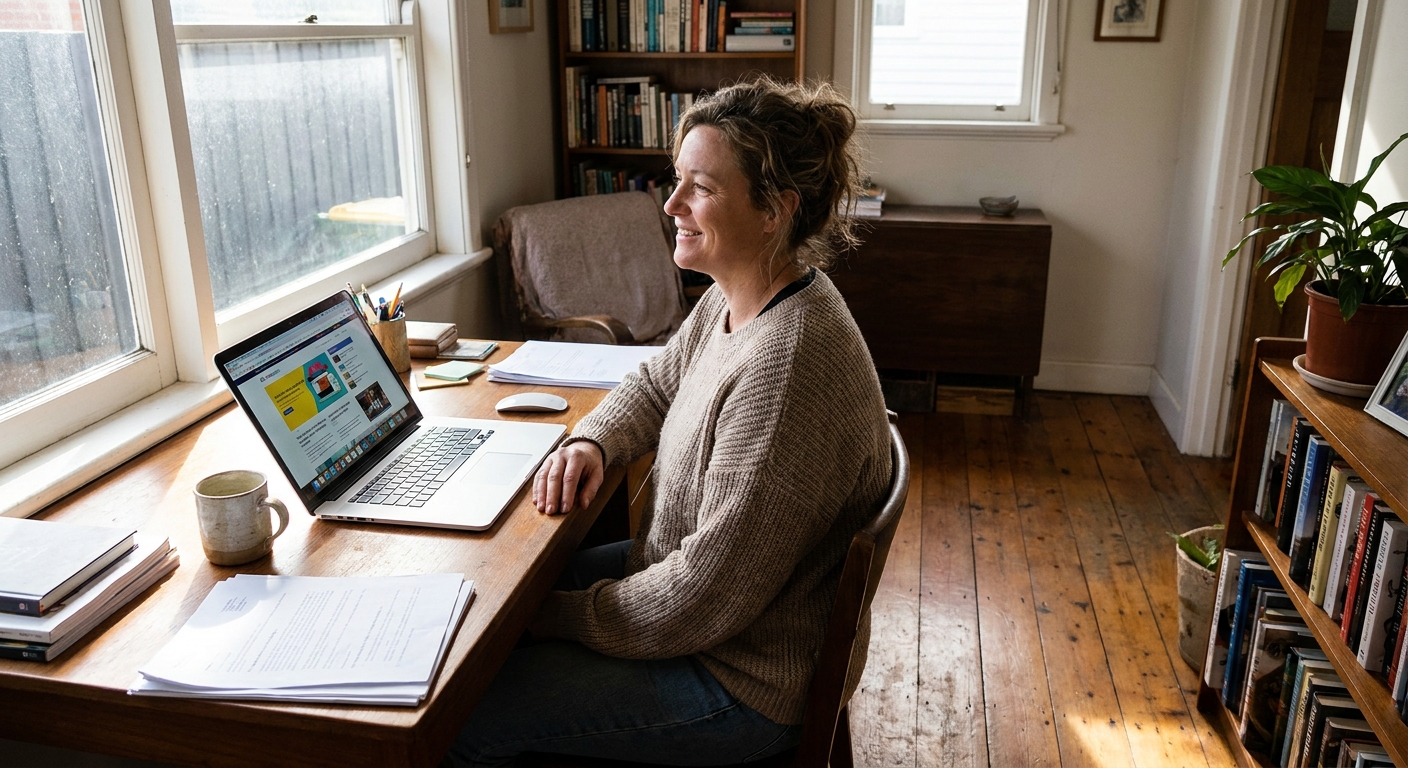 Computer cleaning in Newport (3015) — a local resident at home with a clean, fast, dust-free computer running cool and quiet