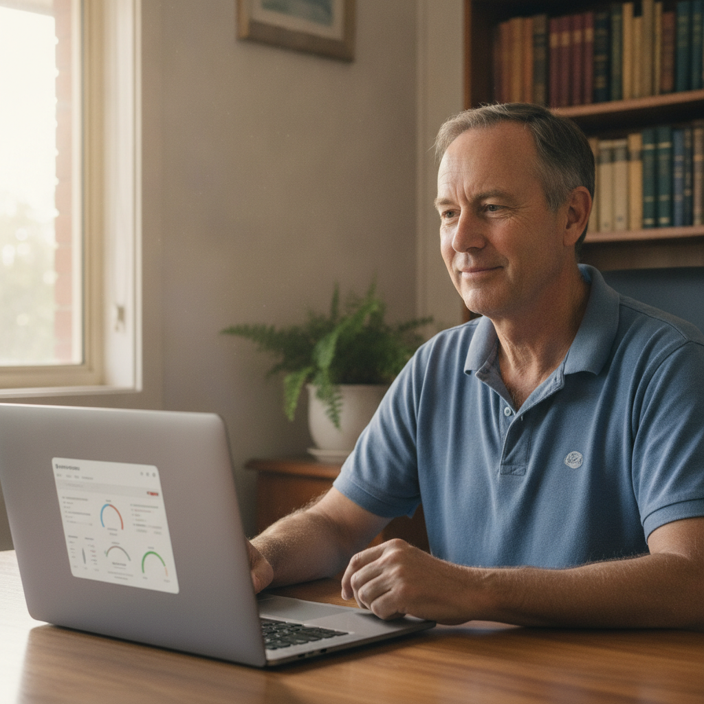 Computer cleaning in Newstead (2360) — a local resident at home with a clean, fast, dust-free computer running cool and quiet