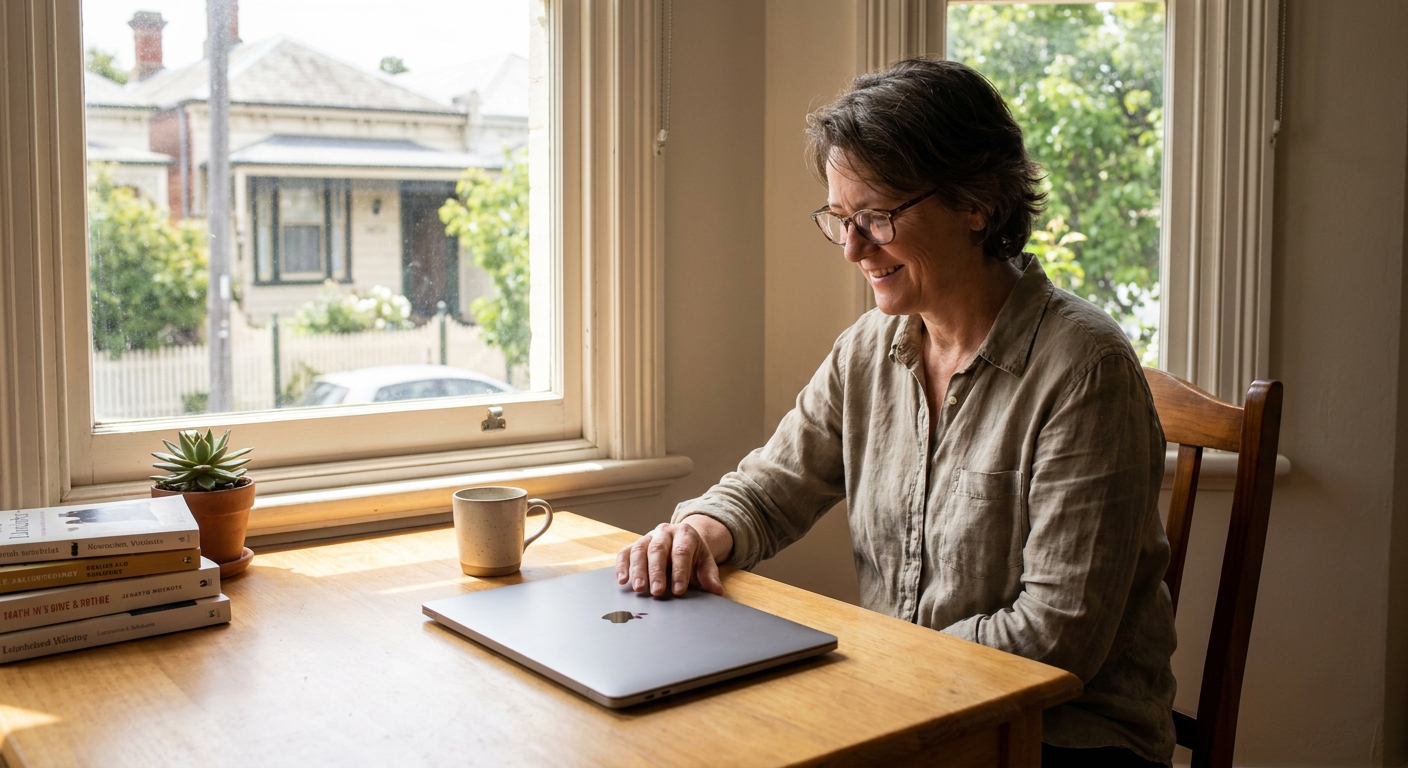 Computer cleaning in Newtown (3220) — a local resident at home with a clean, fast, dust-free computer running cool and quiet
