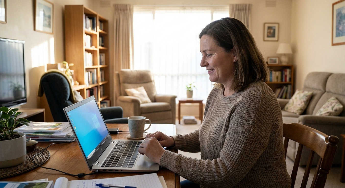 Computer cleaning in Nicholls (2913) — a local resident at home with a clean, fast, dust-free computer running cool and quiet