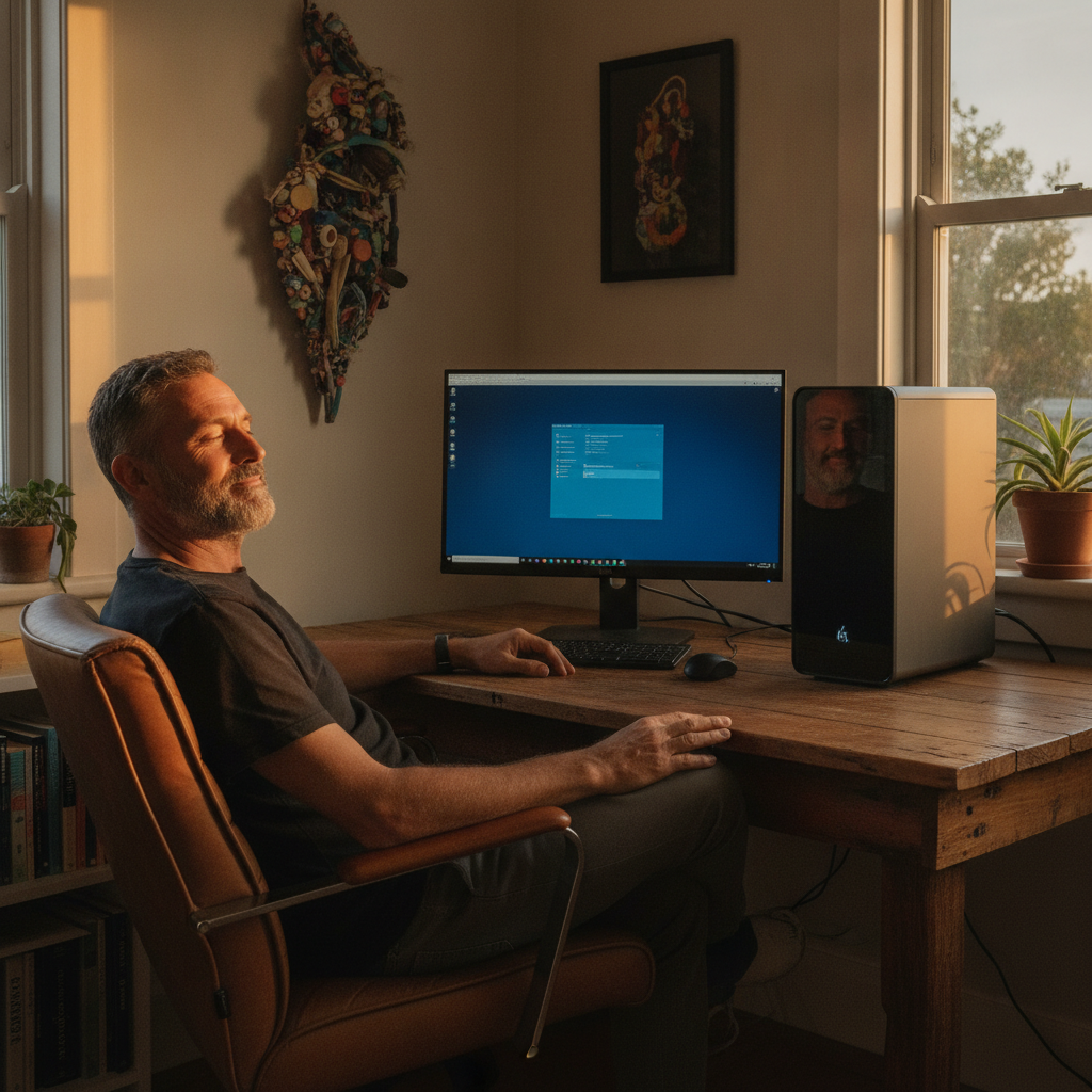 Computer cleaning in North Fremantle (6159) — a local resident at home with a clean, fast, dust-free computer running cool and quiet
