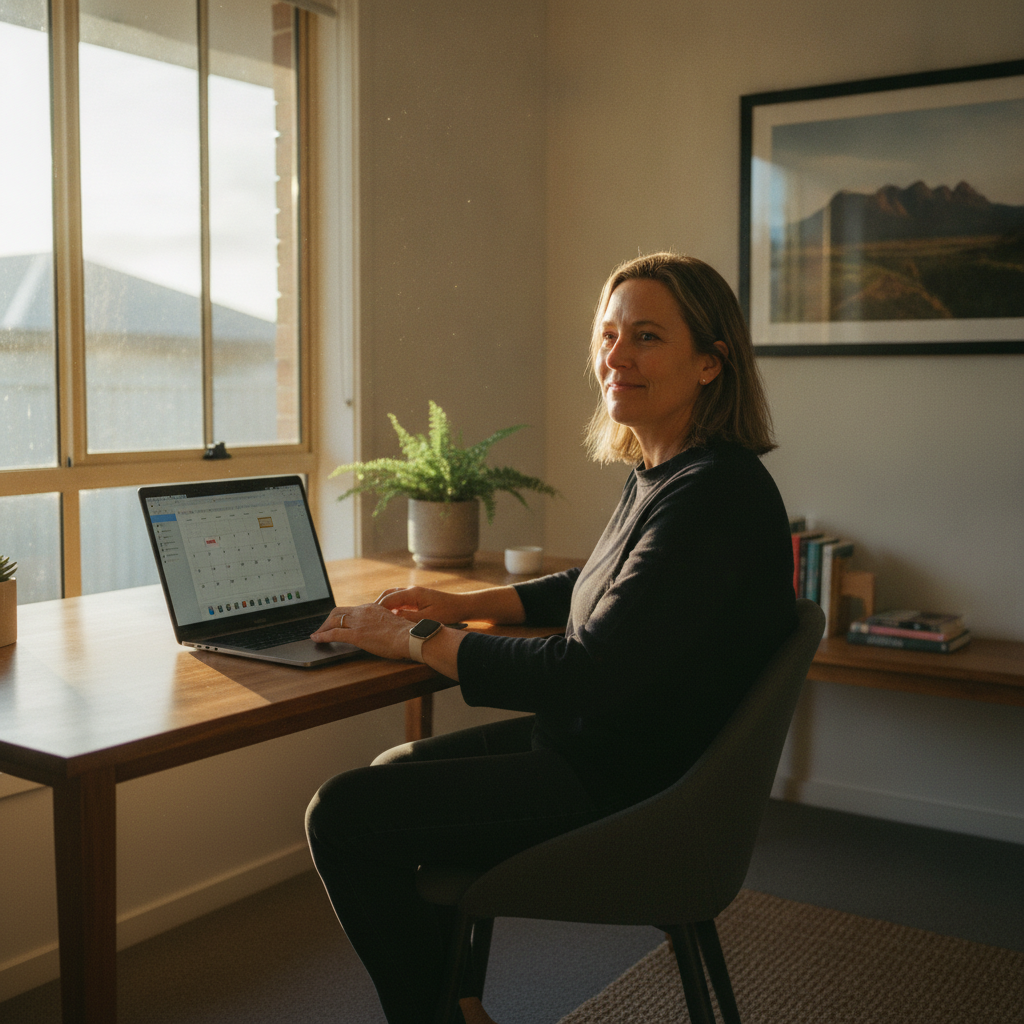 Professional computer clean-out in North Lakes (4509) — a happy Queensland resident at home with a spotless, fast, quiet machine
