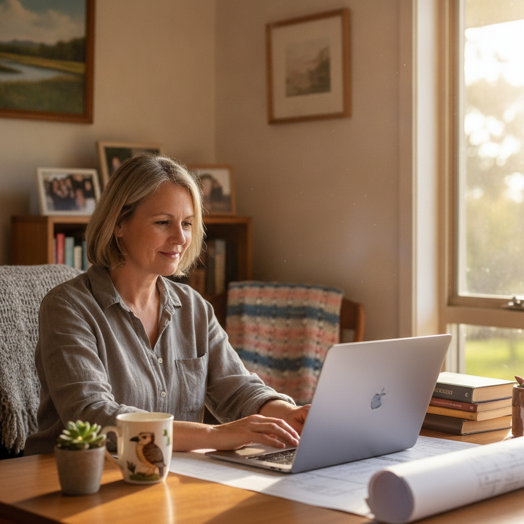 Professional computer clean-out in North Lilydale (7268) — a happy Tasmania resident at home with a spotless, fast, quiet machine
