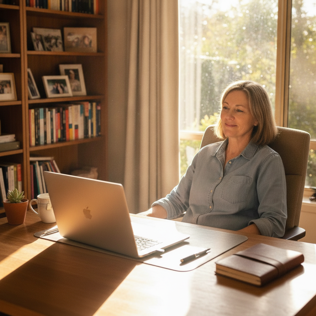 Professional computer clean-out in North Plympton (5037) — a happy South Australia resident at home with a spotless, fast, quiet machine
