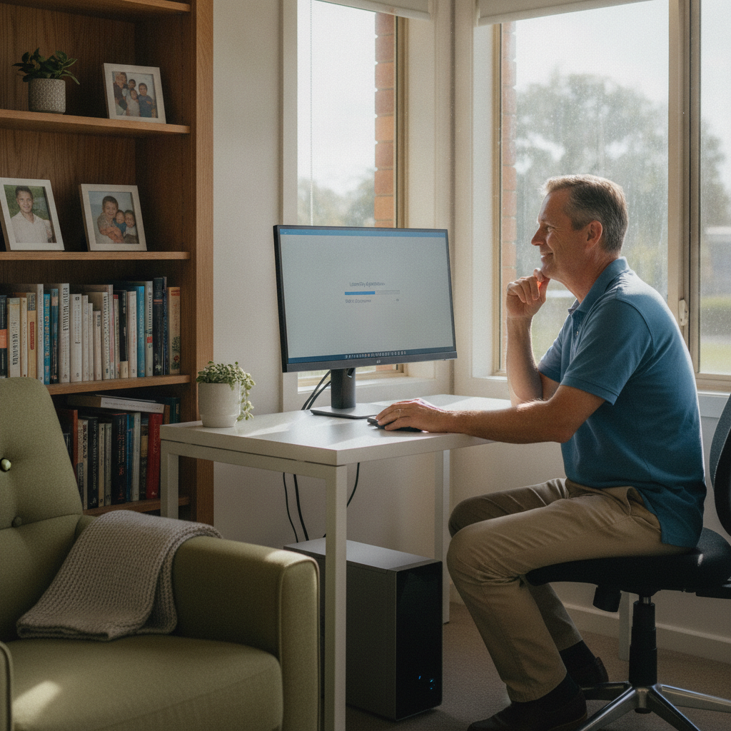 Computer cleaning in Northfield (5085) — a local resident at home with a clean, fast, dust-free computer running cool and quiet