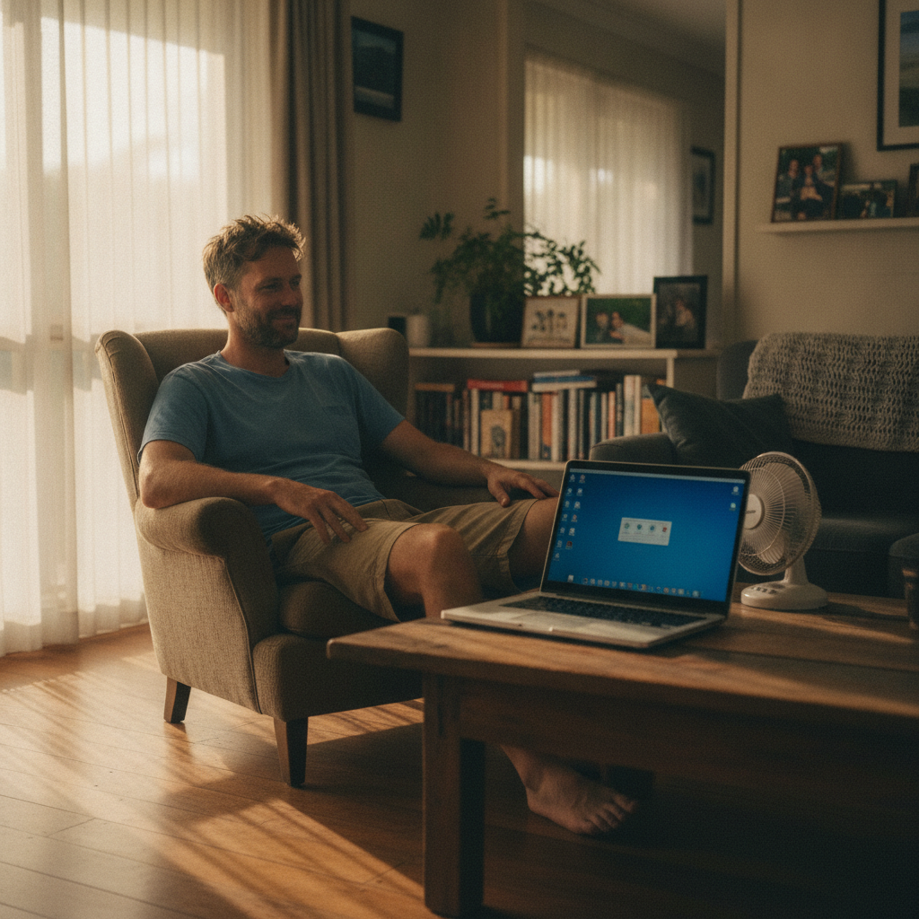 Professional computer clean-out in Norwell (4208) — a happy Queensland resident at home with a spotless, fast, quiet machine