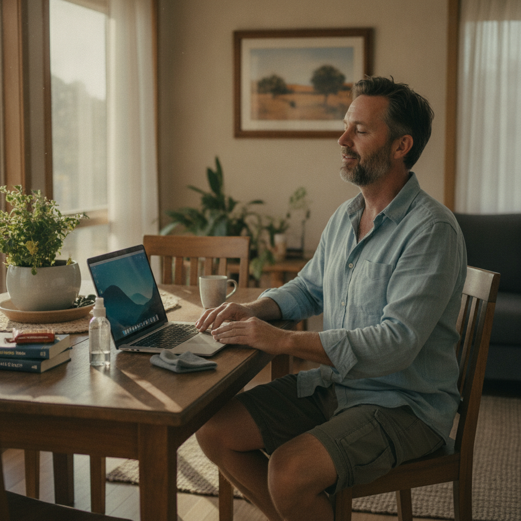 Computer cleaning in Oakford (6121) — a local resident at home with a clean, fast, dust-free computer running cool and quiet