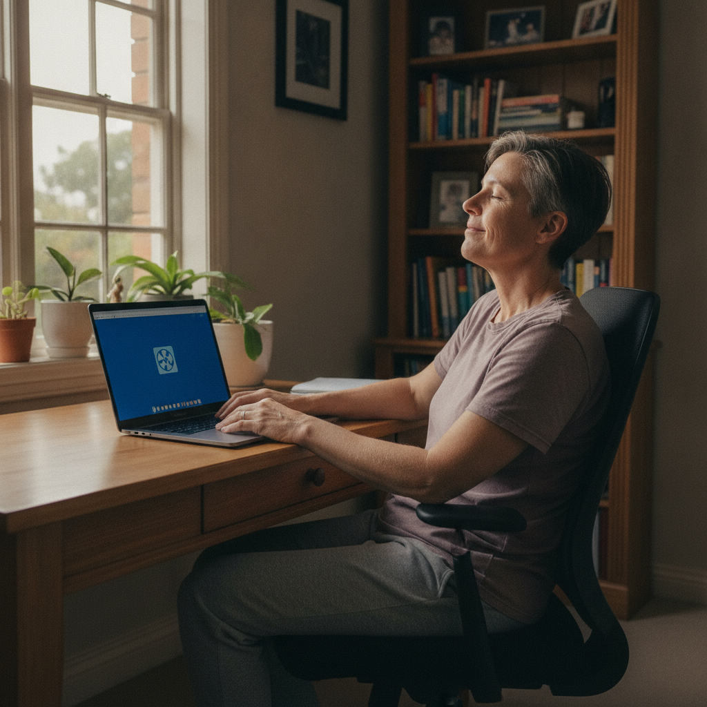 Professional computer clean-out in Oakhurst (2761) — a happy New South Wales resident at home with a spotless, fast, quiet machine