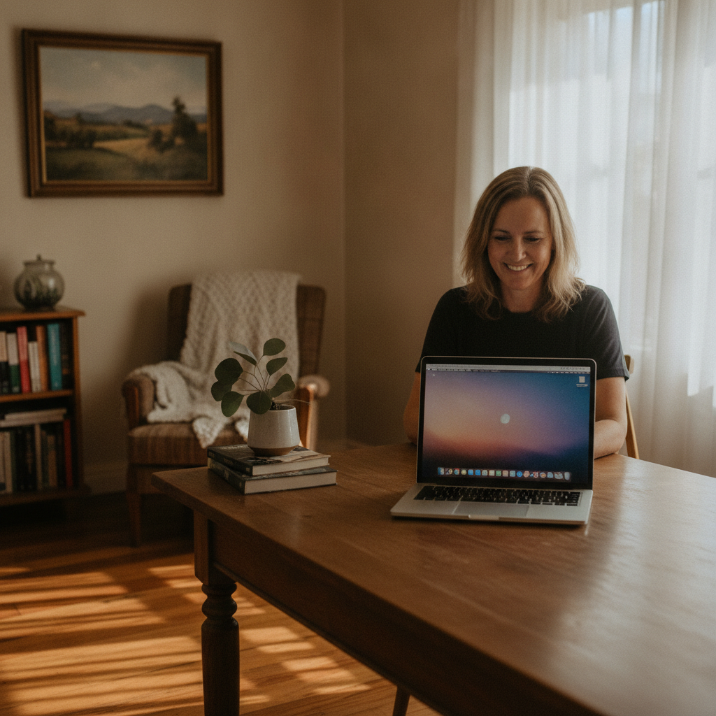 Professional computer clean-out in Oberne Creek (2650) — a happy New South Wales resident at home with a spotless, fast, quiet machine