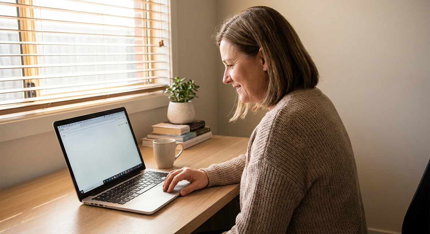 Professional computer clean-out in Officer South (3809) — a happy Victoria resident at home with a spotless, fast, quiet machine