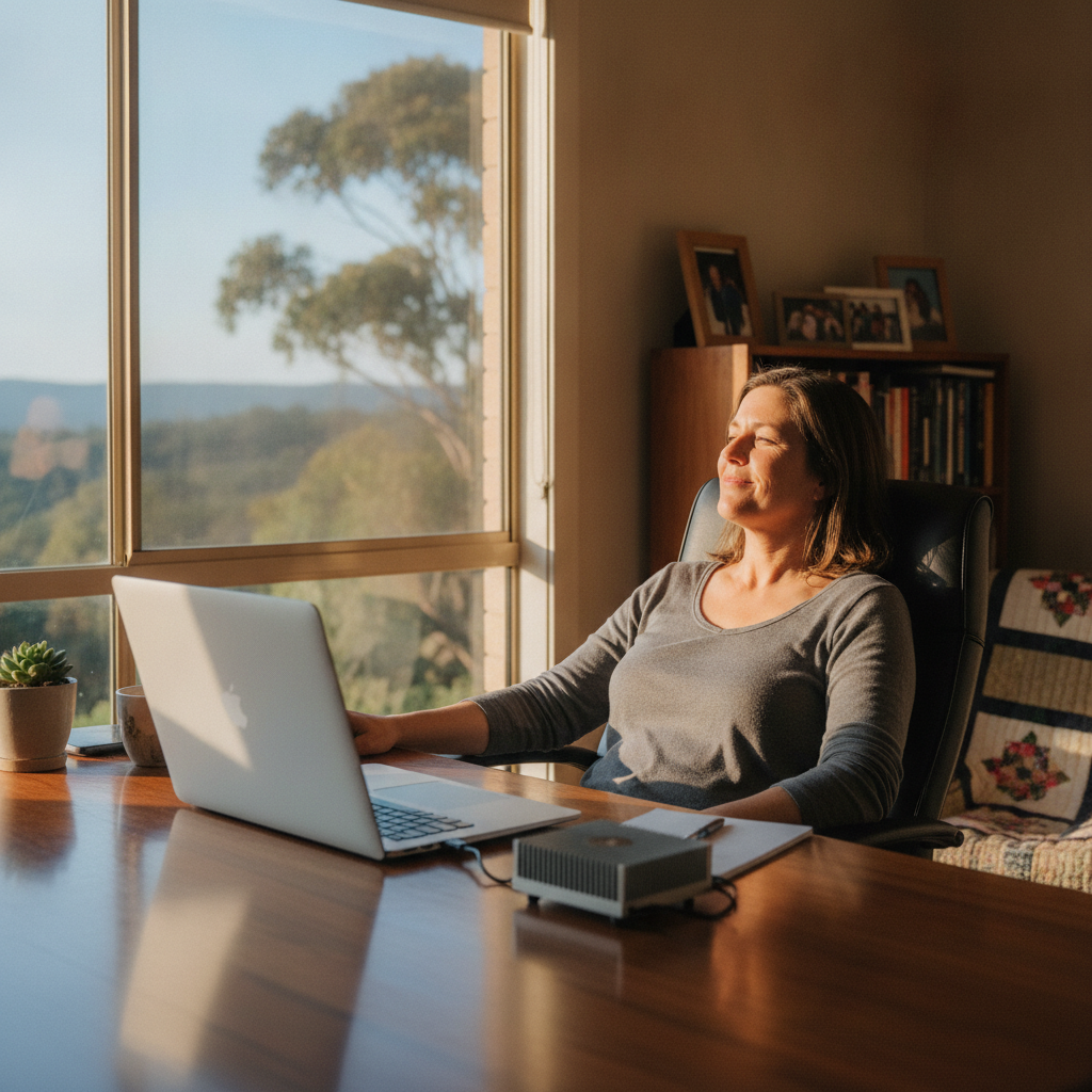 Computer cleaning in Onkaparinga Hills (5163) — a local resident at home with a clean, fast, dust-free computer running cool and quiet