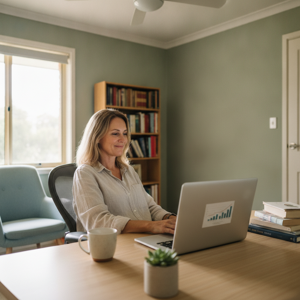Professional computer clean-out in Orana Heights (2830) — a happy New South Wales resident at home with a spotless, fast, quiet machine