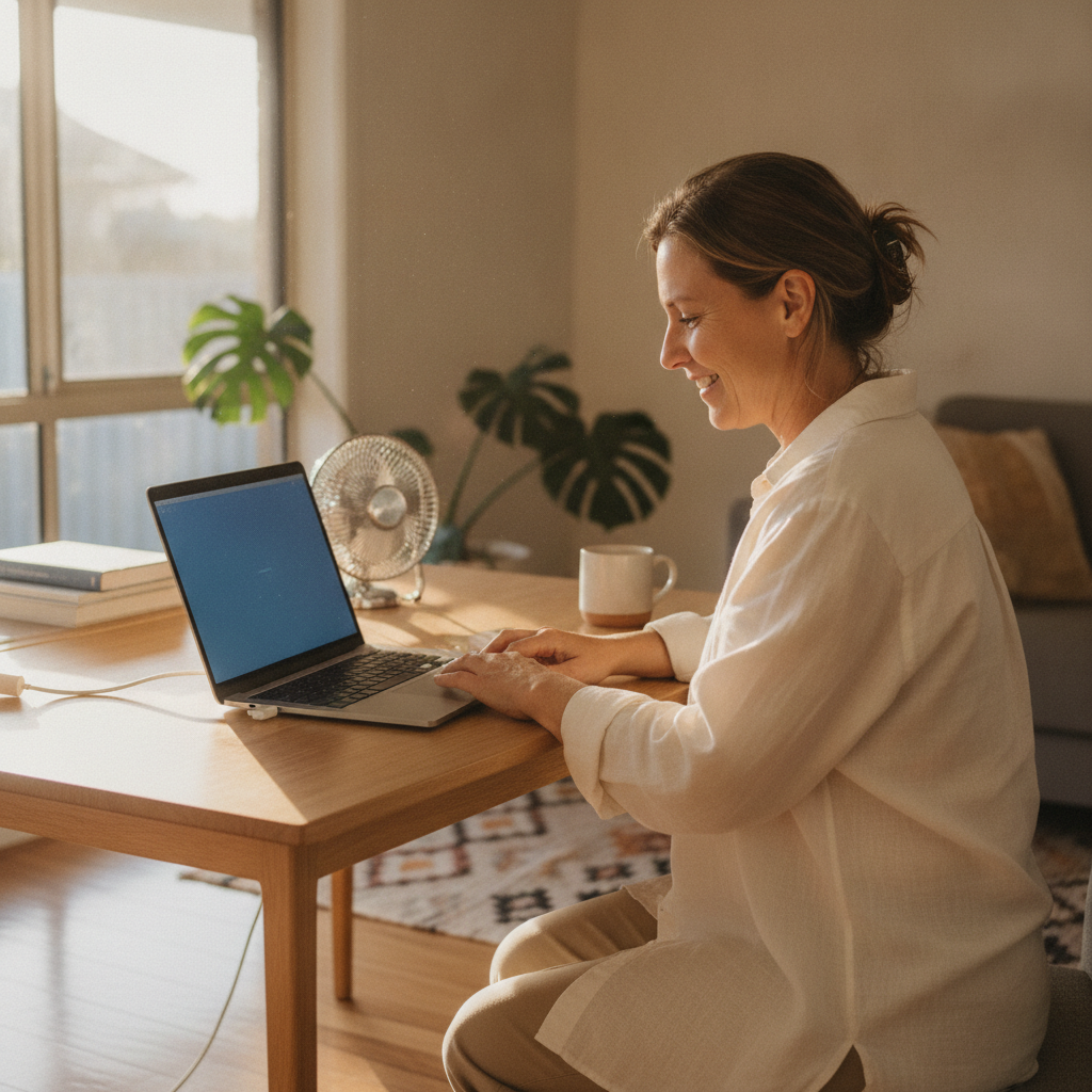 Computer cleaning in Ormeau Hills (4208) — a local resident at home with a clean, fast, dust-free computer running cool and quiet