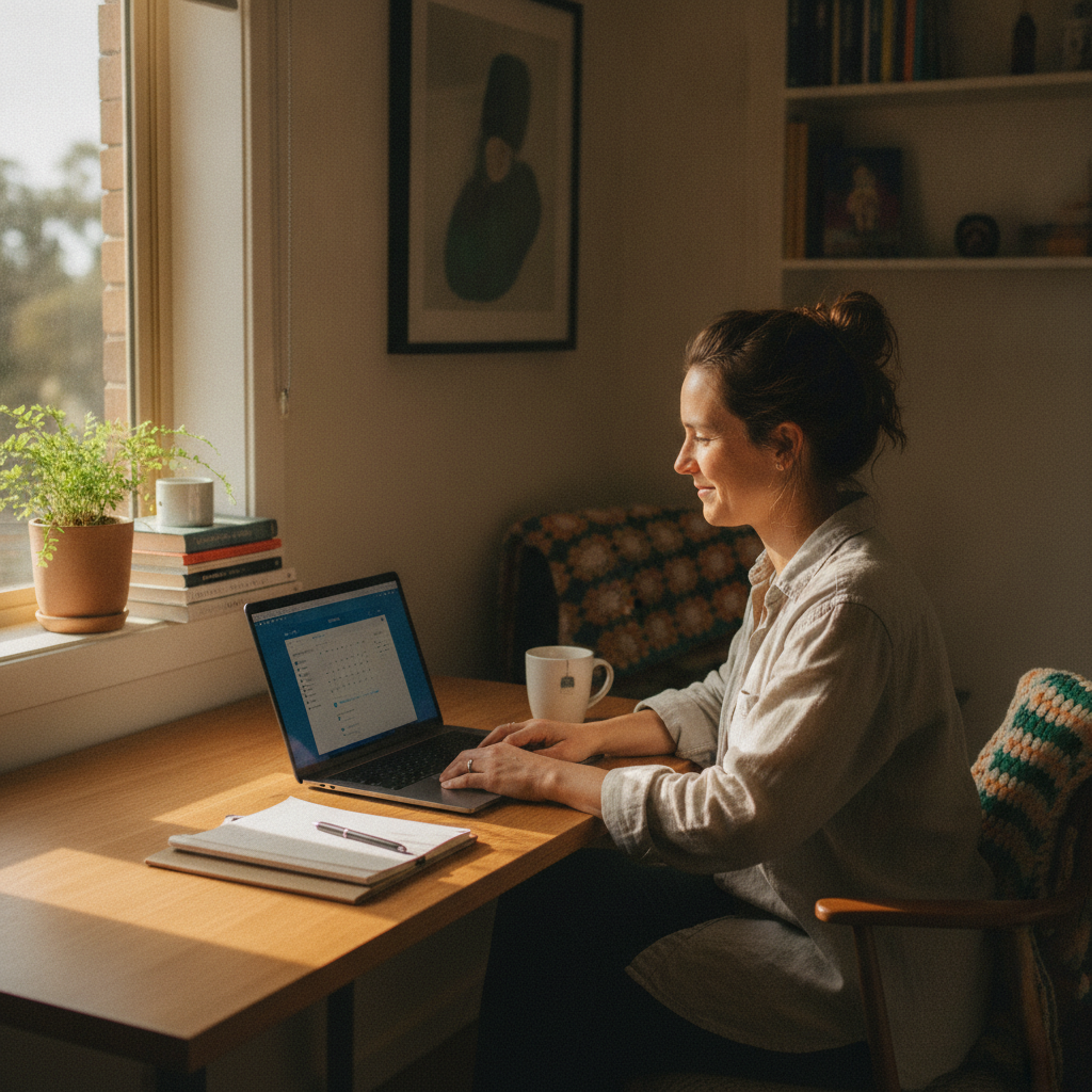 Professional computer clean-out in Page (2614) — a happy the ACT resident at home with a spotless, fast, quiet machine