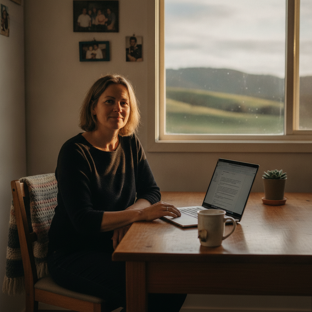 Professional computer clean-out in Paloona (7310) — a happy Tasmania resident at home with a spotless, fast, quiet machine