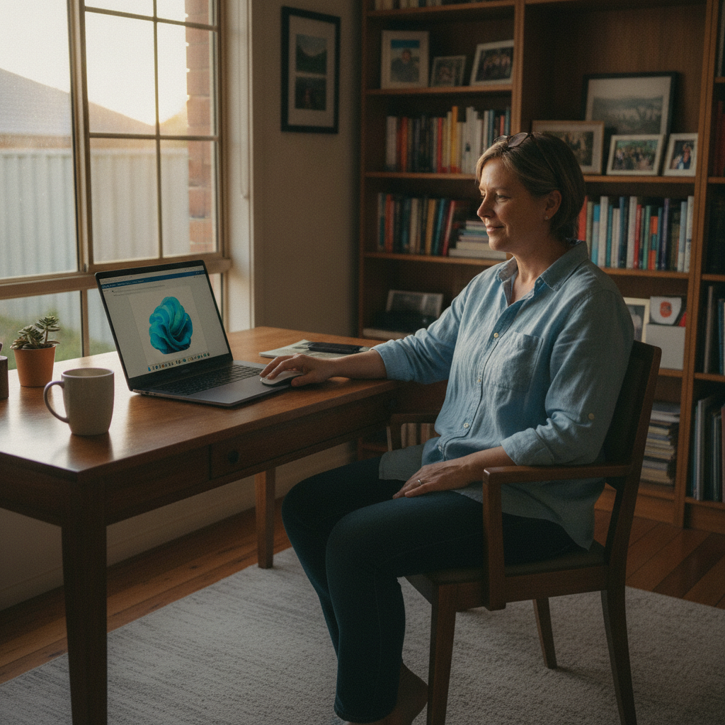 Professional computer clean-out in Para Hills West (5096) — a happy South Australia resident at home with a spotless, fast, quiet machine