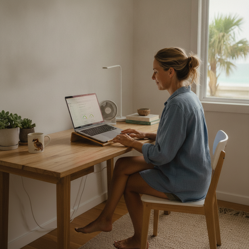 Professional computer clean-out in Paradise Beach (2107) — a happy New South Wales resident at home with a spotless, fast, quiet machine