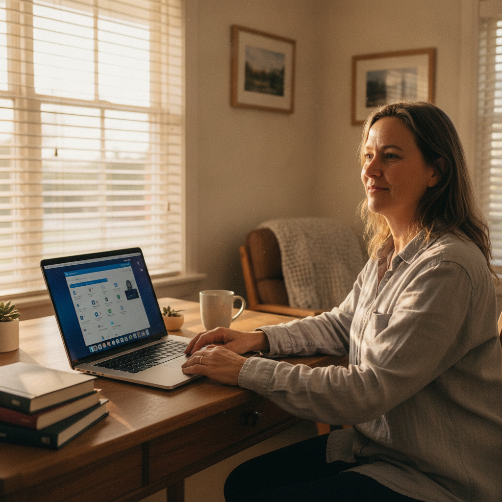 Professional computer clean-out in Parkesbourne (2580) — a happy New South Wales resident at home with a spotless, fast, quiet machine