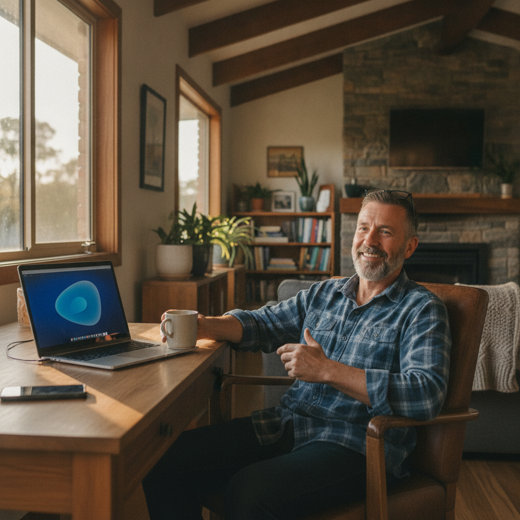Computer cleaning in Pericoe (2550) — a local resident at home with a clean, fast, dust-free computer running cool and quiet