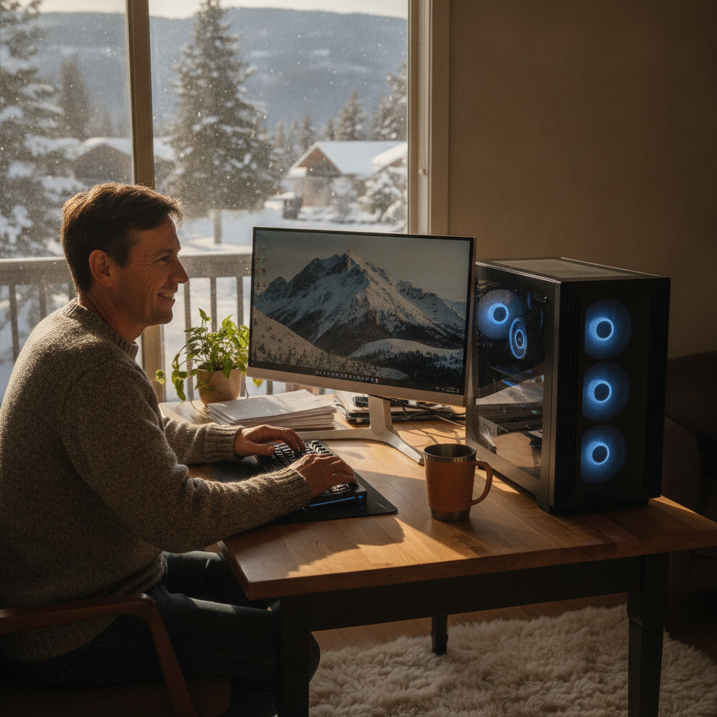Professional computer clean-out in Perisher Valley (2624) — a happy New South Wales resident at home with a spotless, fast, quiet machine