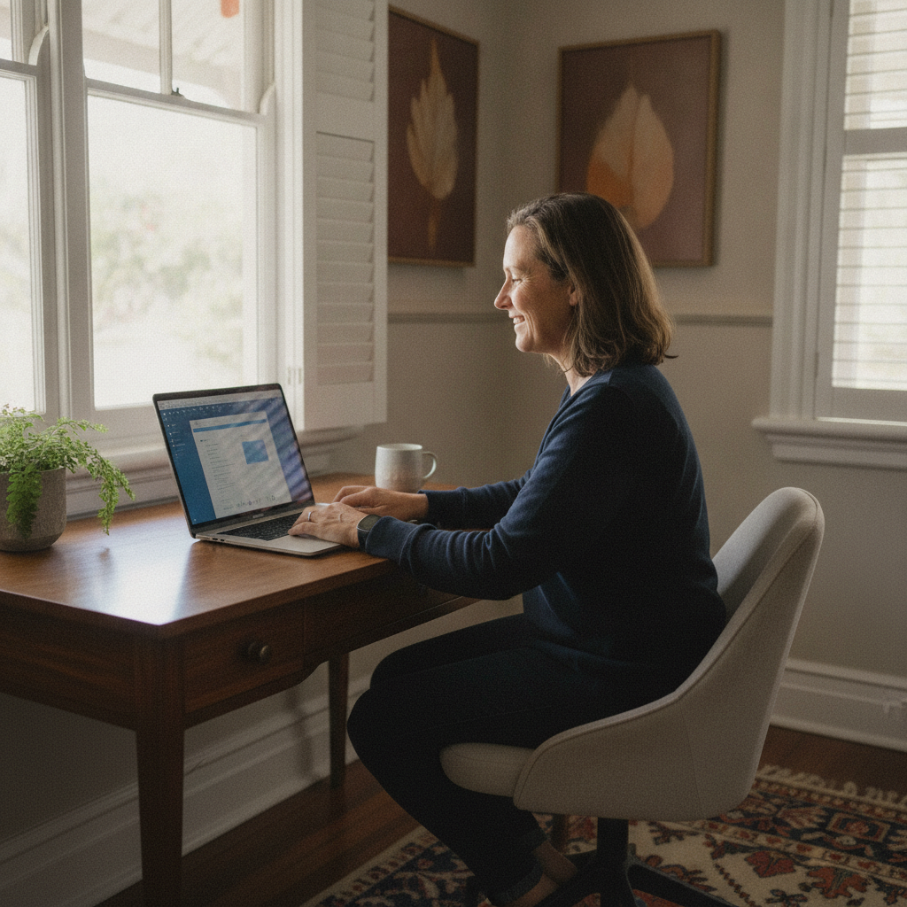 Computer cleaning in Petrie (4502) — a local resident at home with a clean, fast, dust-free computer running cool and quiet