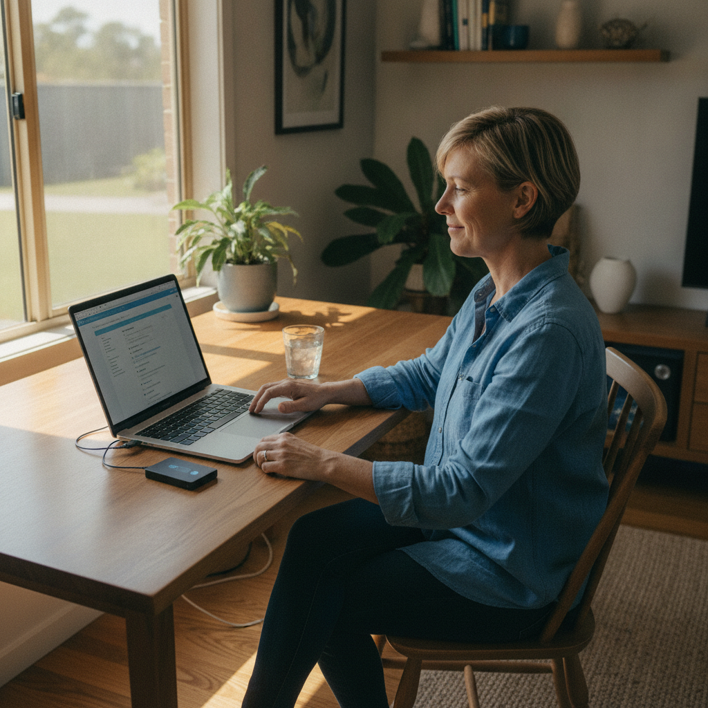 Professional computer clean-out in Phoenix Park (2321) — a happy New South Wales resident at home with a spotless, fast, quiet machine
