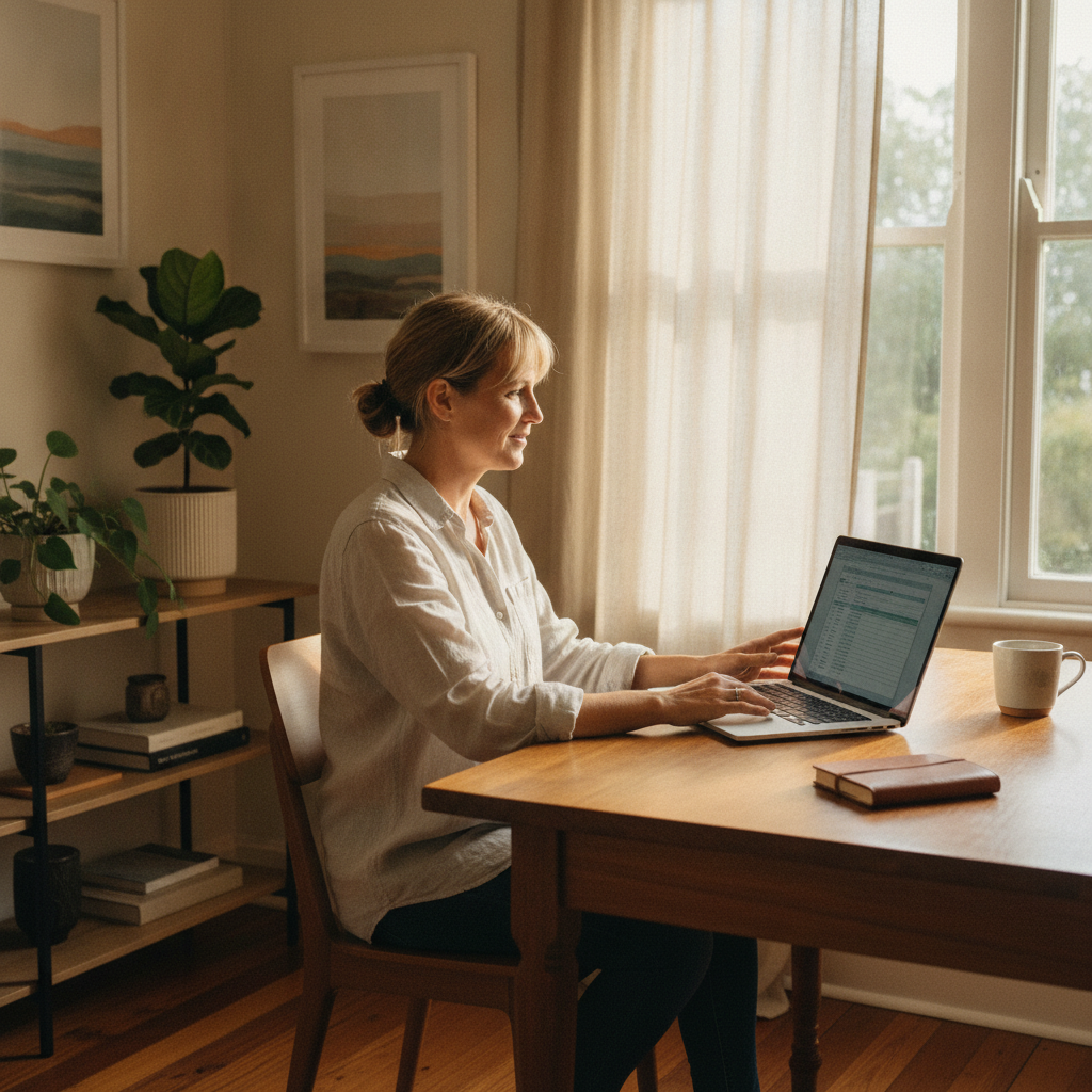 Professional computer clean-out in Picnic Point (2213) — a happy New South Wales resident at home with a spotless, fast, quiet machine