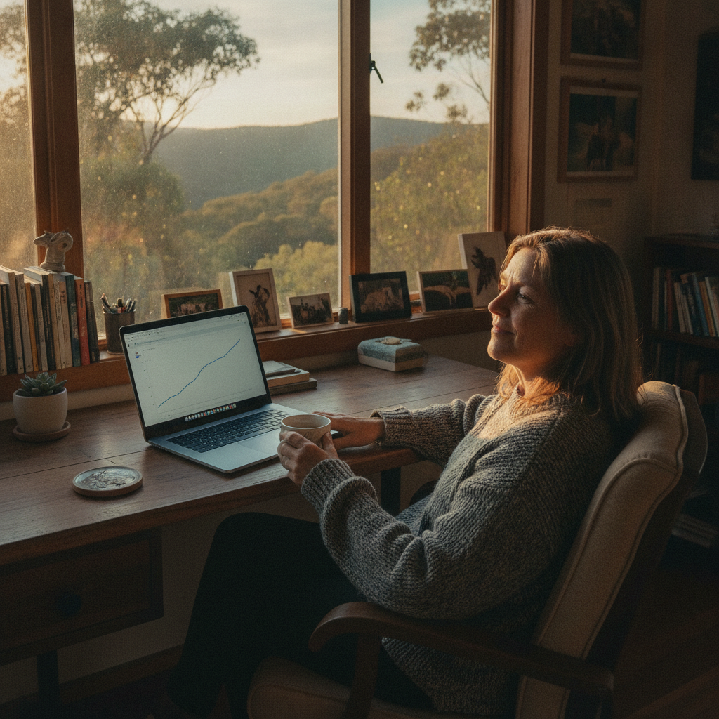 Professional computer clean-out in Pilot Wilderness (2627) — a happy New South Wales resident at home with a spotless, fast, quiet machine