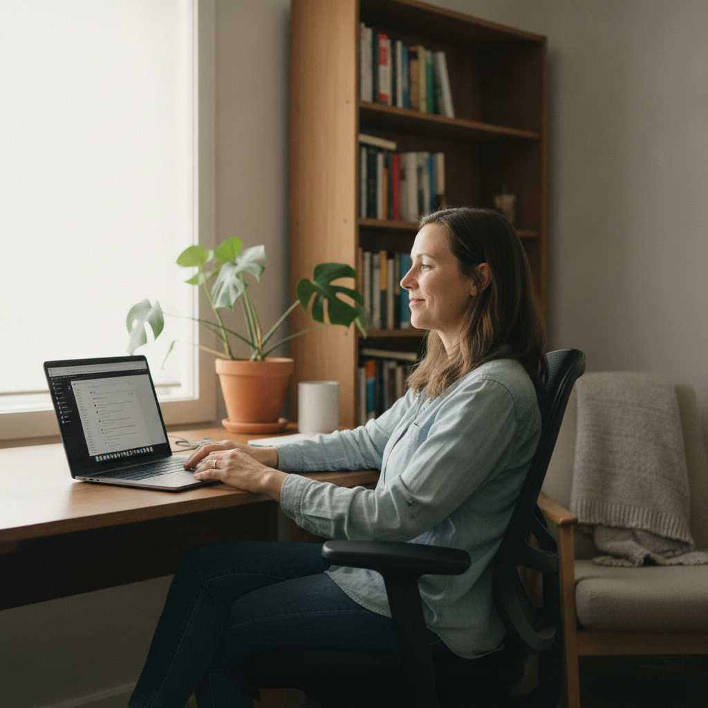 Professional computer clean-out in Portland (2847) — a happy New South Wales resident at home with a spotless, fast, quiet machine