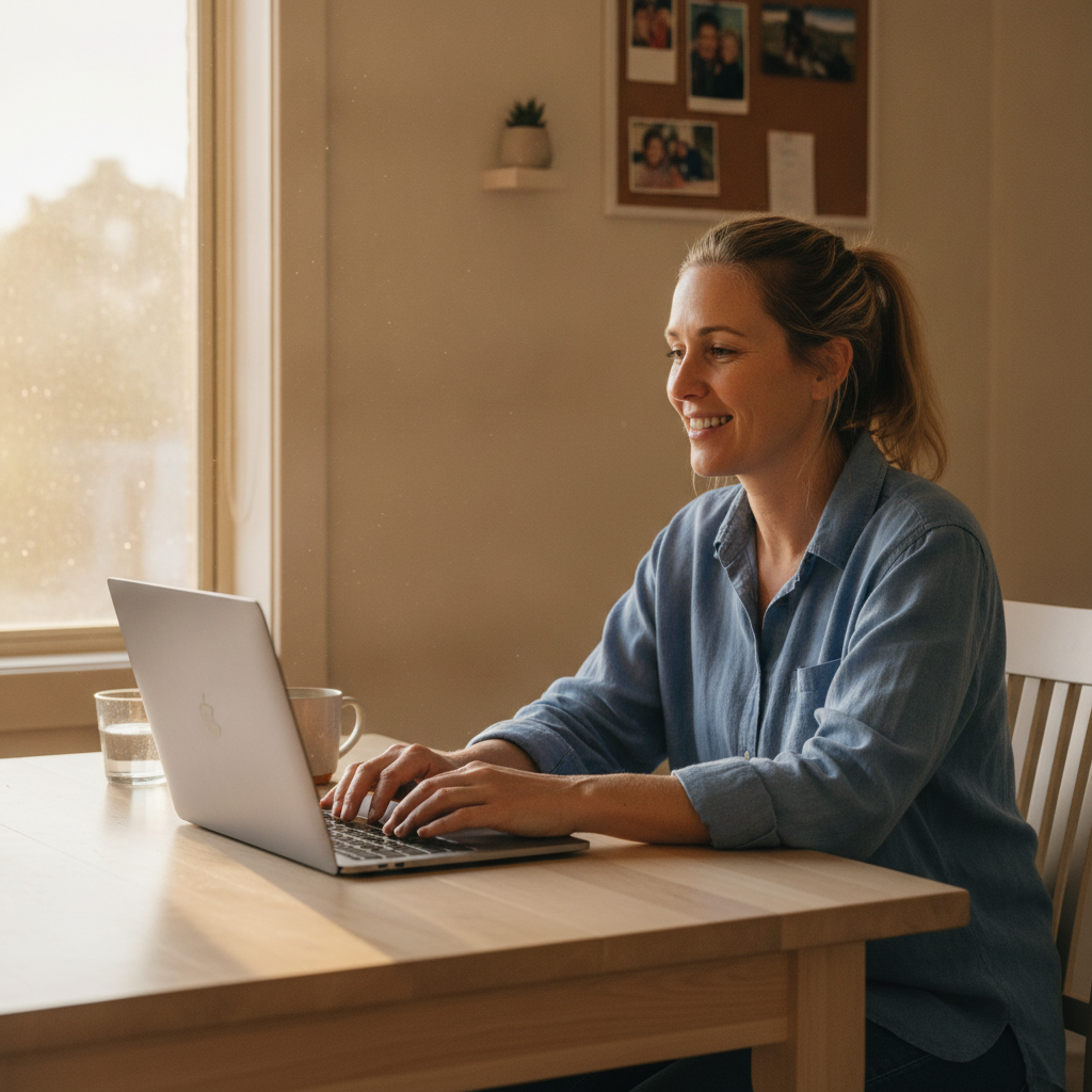 Professional computer clean-out in Premer (2381) — a happy New South Wales resident at home with a spotless, fast, quiet machine