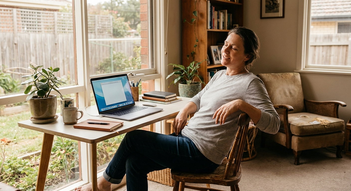 Professional computer clean-out in Preston South (3072) — a happy Victoria resident at home with a spotless, fast, quiet machine
