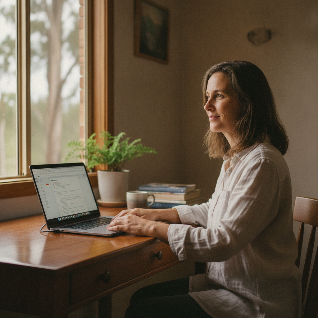 Professional computer clean-out in Pretty Gully (2469) — a happy New South Wales resident at home with a spotless, fast, quiet machine
