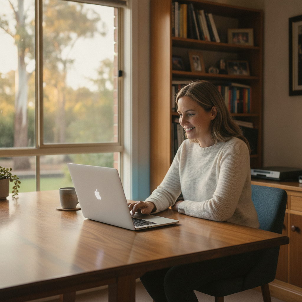 Professional computer clean-out in Putney (2112) — a happy New South Wales resident at home with a spotless, fast, quiet machine