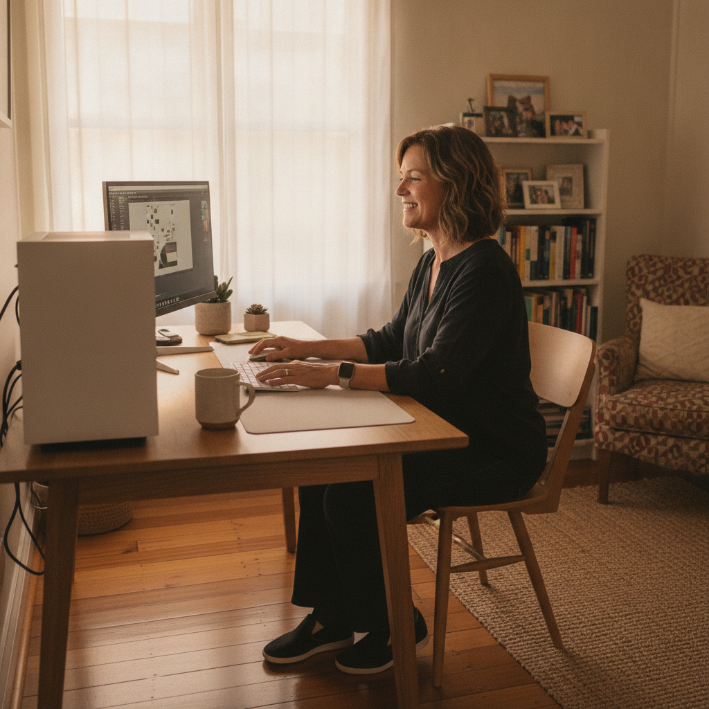 Computer cleaning in Ramsgate (2217) — a local resident at home with a clean, fast, dust-free computer running cool and quiet