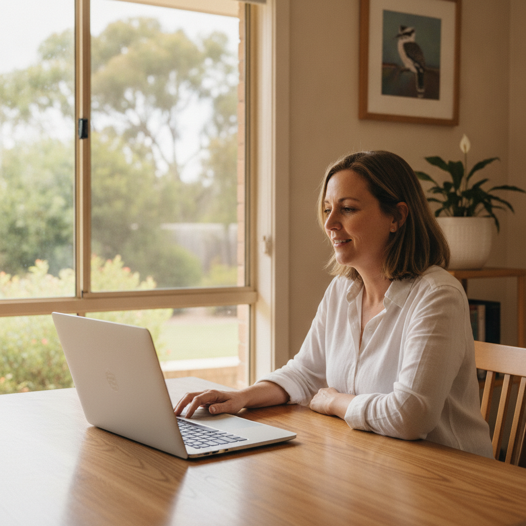 Professional computer clean-out in Rangari (2380) — a happy New South Wales resident at home with a spotless, fast, quiet machine