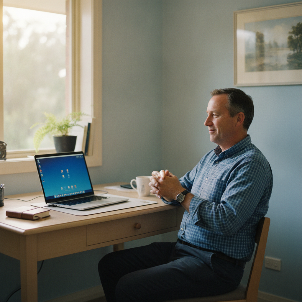 Professional computer clean-out in Red Hill (2720) — a happy New South Wales resident at home with a spotless, fast, quiet machine
