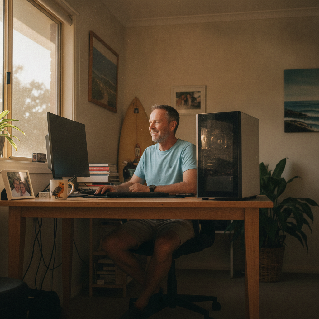 Computer cleaning in Redhead (2290) — a local resident at home with a clean, fast, dust-free computer running cool and quiet