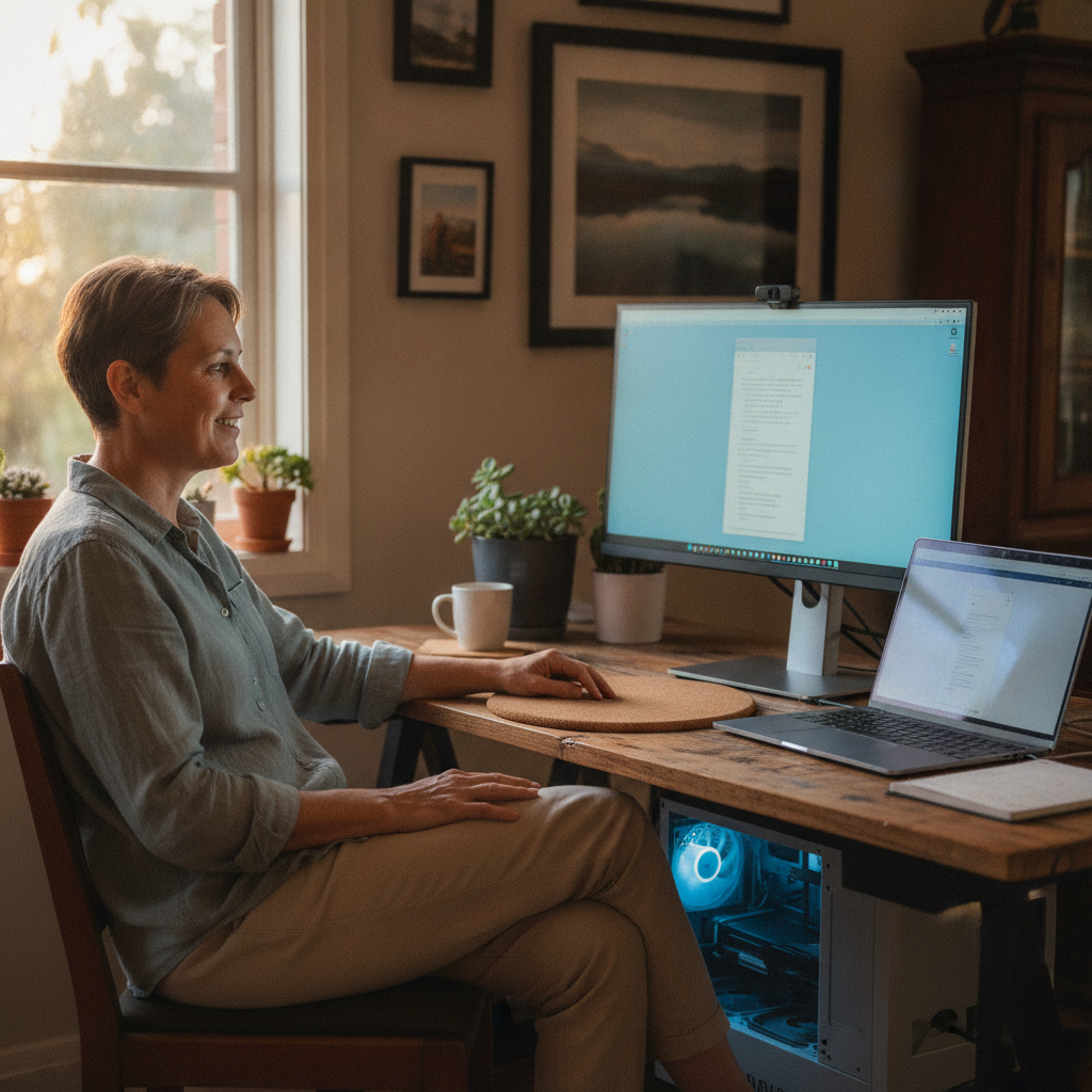 Computer cleaning in Redlands (2646) — a local resident at home with a clean, fast, dust-free computer running cool and quiet