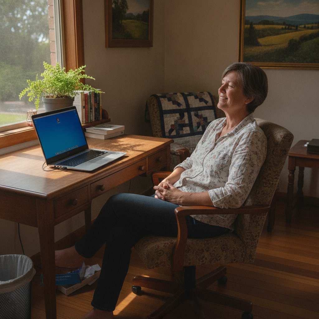 Computer cleaning in Repton (2454) — a local resident at home with a clean, fast, dust-free computer running cool and quiet