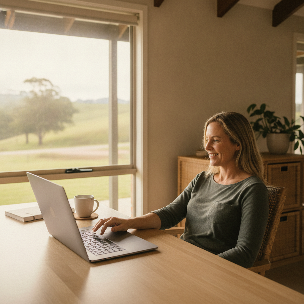 Professional computer clean-out in Reserve Creek (2484) — a happy New South Wales resident at home with a spotless, fast, quiet machine